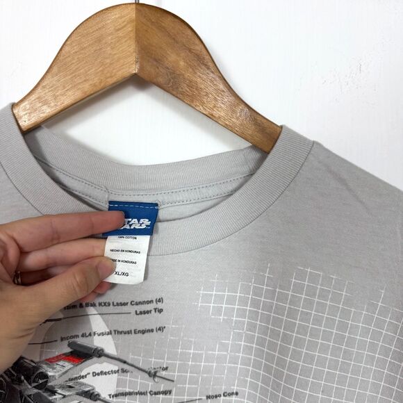 Star Wars Millenium Falcon Tie Fighter X-Wing Grey T-Shirt - Picture 2 of 4